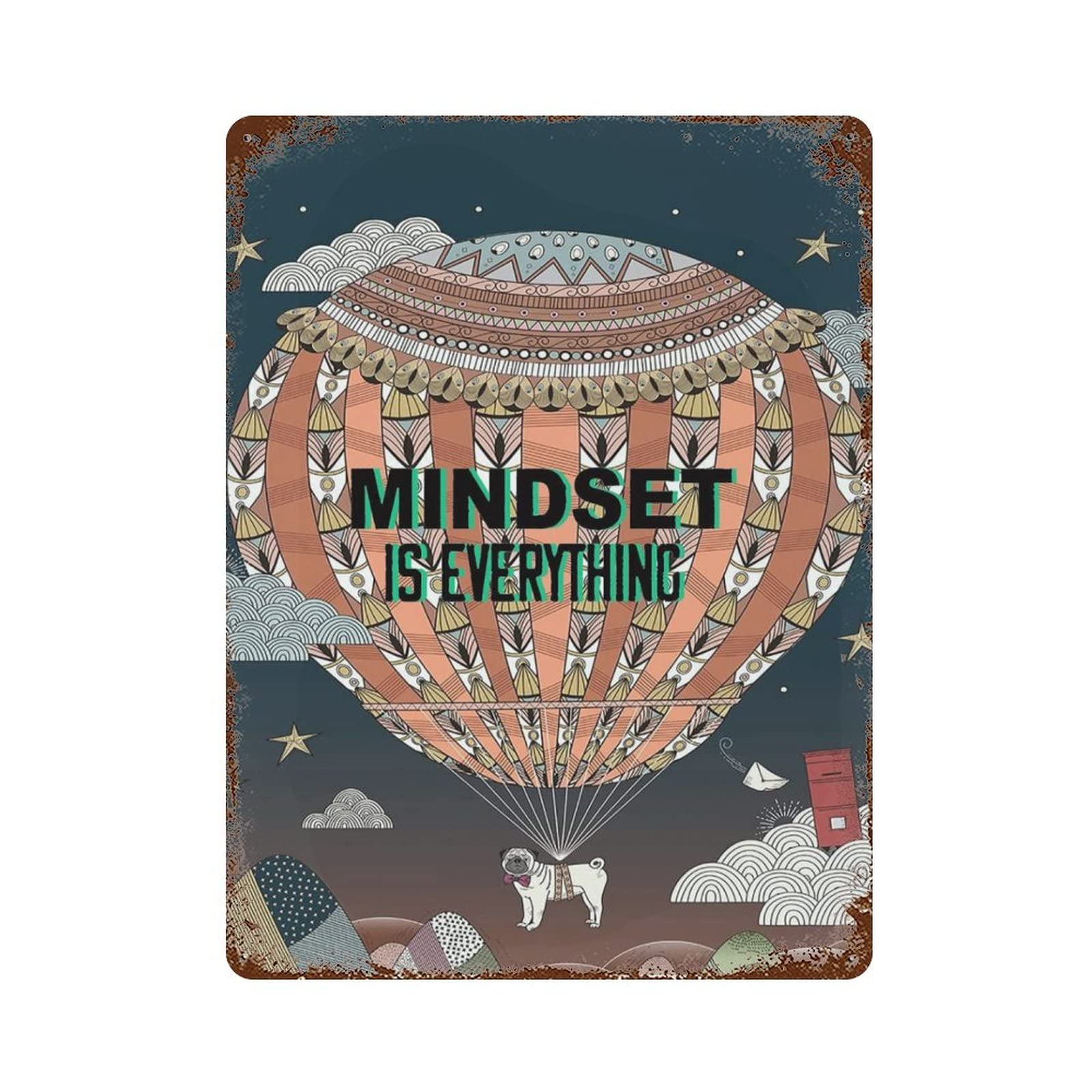 AOOEDM Mindset Is Everything Dog Vintage Metal Sign Tin Sign for Home Bar Pub Kitchen Man Cave Tin Sign Wall Decor Poster Wall Plaque