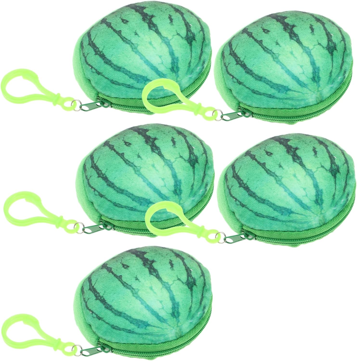 Ipetboom 5 Pcs 3D Plush Watermelon Coin Purse Set for Kids Cute Fruit Wallets with Keychain for Toddlers and Girls Birthday