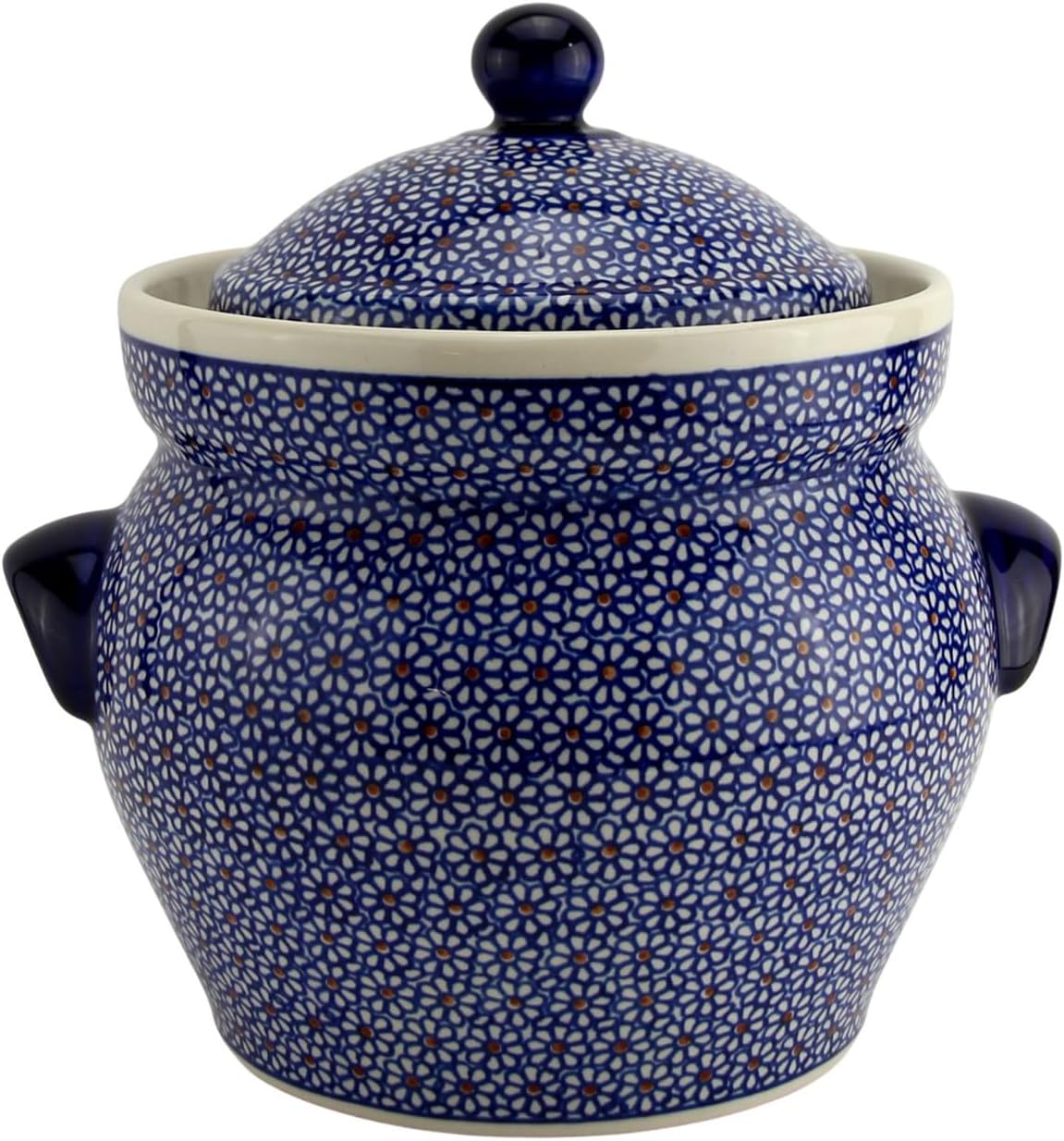Polish Pottery Market Fermentation Crock 4.75 Quart – Handmade by Zaklady Boleslawiec Sauerkraut Crock with Lid – Made in Poland Ceramic Fermenting Crock Perfect for Pickles & Kimchi