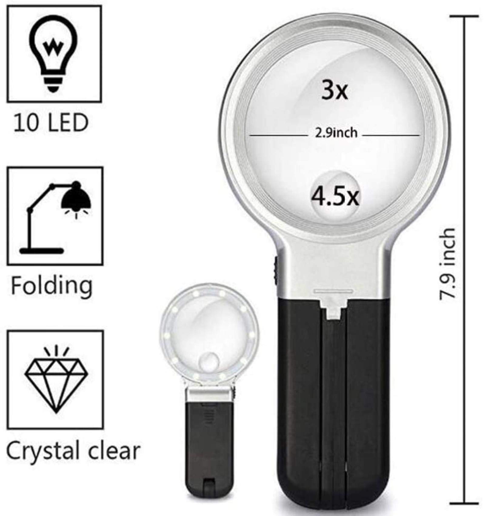Lupa Z Podświetleniem Led, Bez Użycia Rąk, Z Lekkim Statywem - Podświetlana Lupa 3X 4,5X Do Czytania, Kontroli, Lutowania, Robótek Ręcznych, Naprawy, Hobby