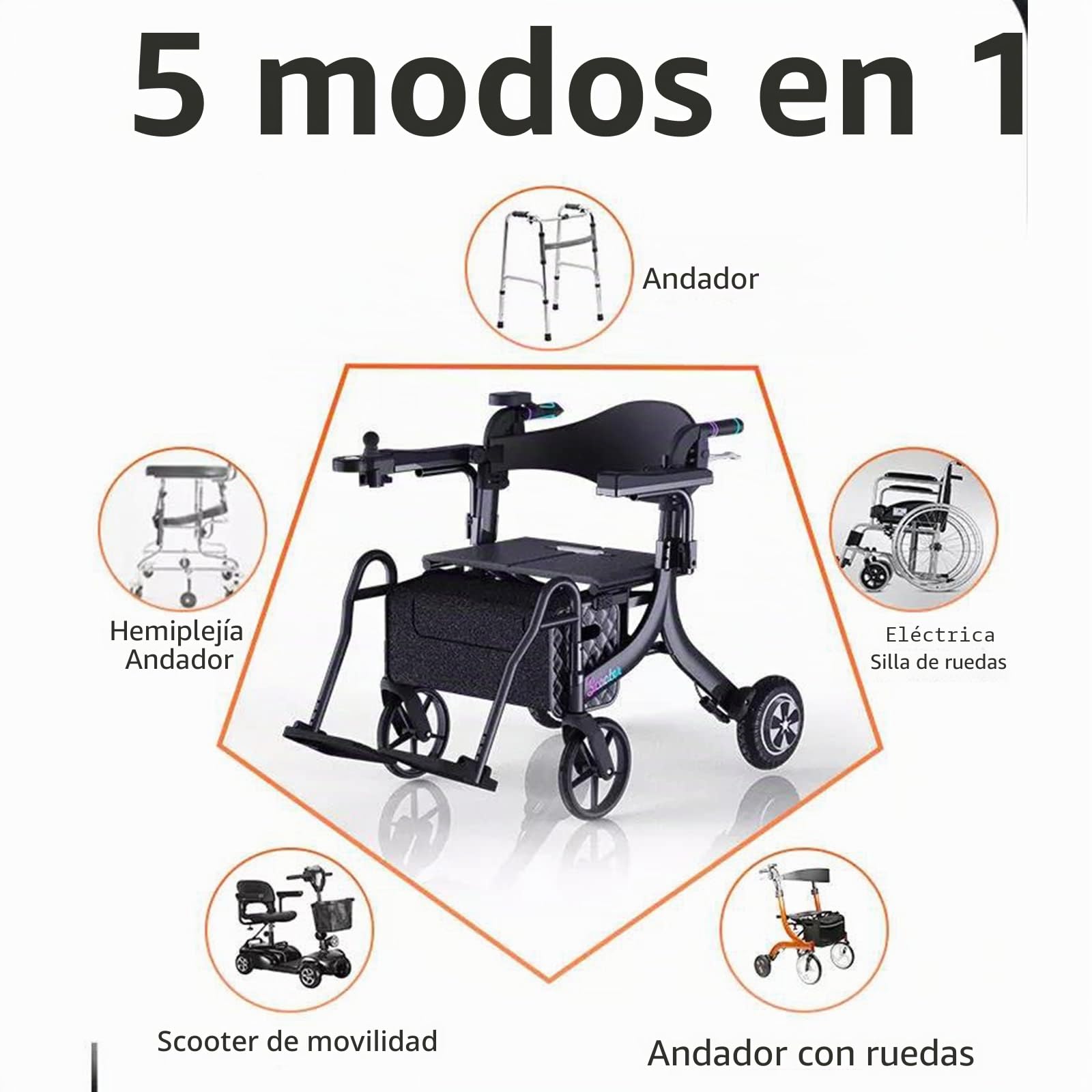 Andador Con Andador Eléctrico, Scooter Para Ancianos Silla De Ruedas Eléctrica Plegable Silla De Ruedas Liviana Carro Con Batería De Litio Para Ancianos
