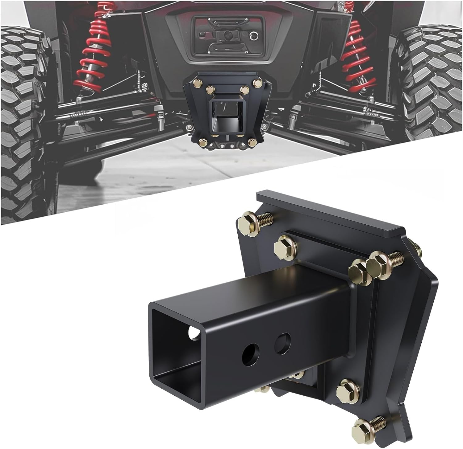 HECASA 2" UTV Hitch Receiver Compatible with 2014-2024 Polaris RZR XP/XP 4 1000 XP1000 Razor Bolt On 3000lbs UTV Trailer Hitch Adapter Kit