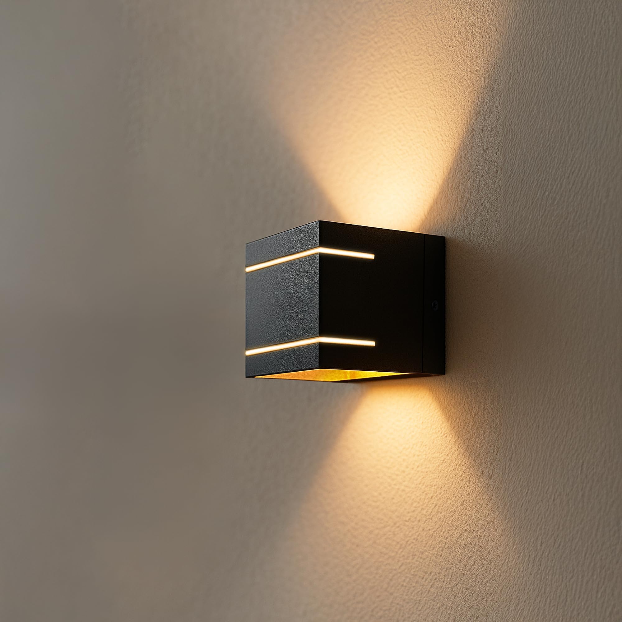 SSC-LUXon KOURA Lot de 2 appliques murales LED G9 noir or éclairage indirect double fente lumineuse Up & Down