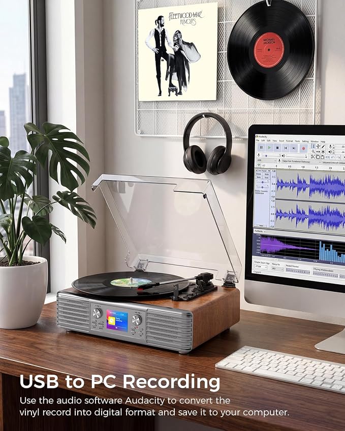 Tocadiscos Vintage con Parlantes Estéreo y Bluetooth miniatura 3