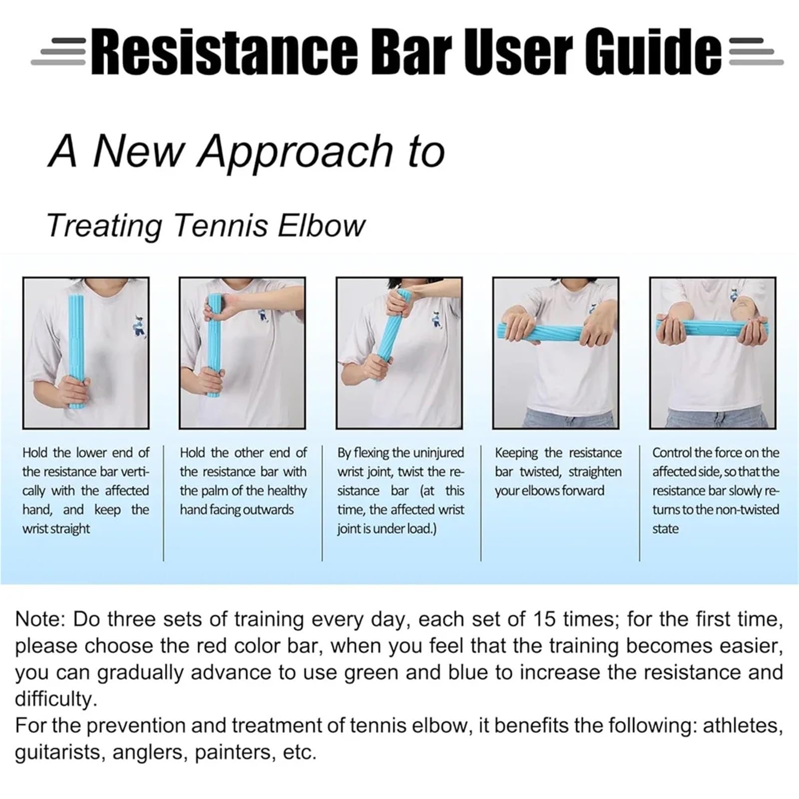 Flex Therapy - Barra flexible para ejercitar la mano, 4 unidades, para terapia física, alivia el dolor de tendinitis y mejora la fuerza de agarre
