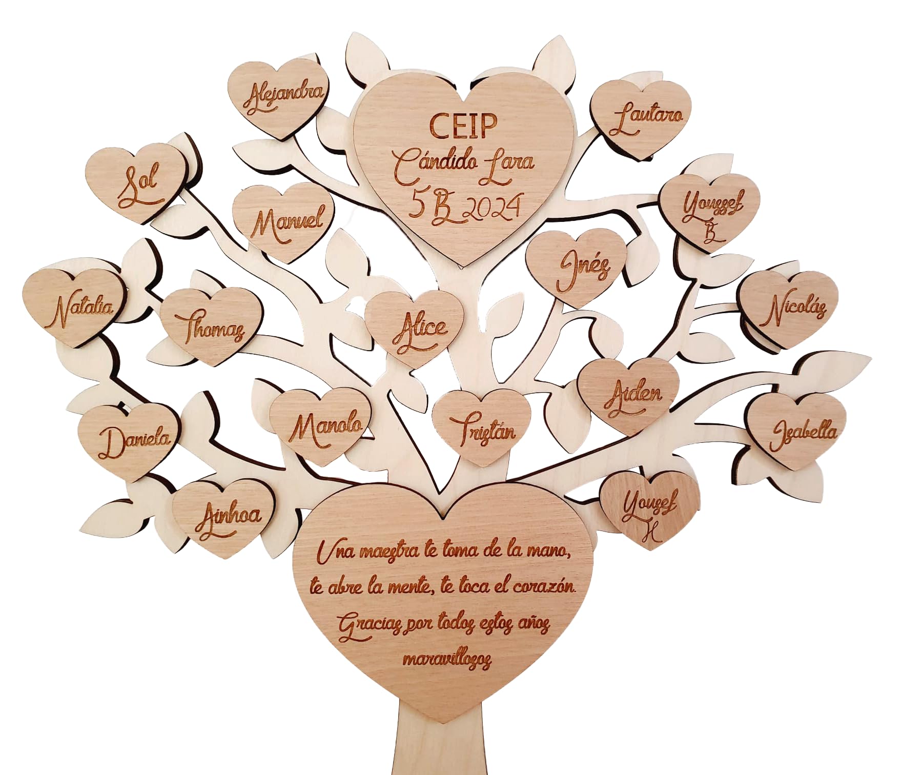 Albero della vita in legno con dedica personalizzata e nomi - regalo maestre nido, materna elementari, mamma, compleanno, nozze d'oro, cresima, comunione- idee idea regalo personalizzato