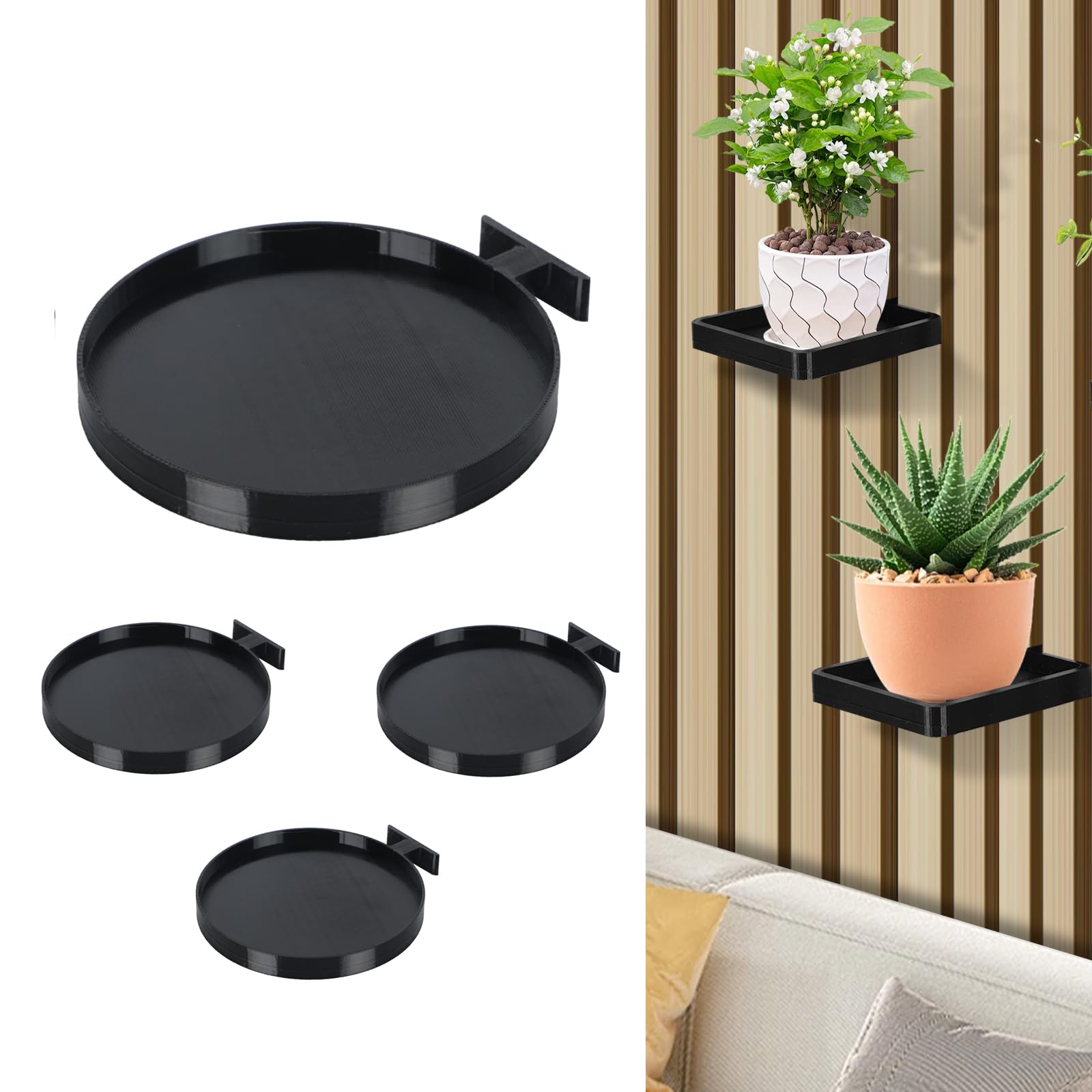 Pływająca półka bez wiercenia, na panele akustyczne, stojak na tablet z nadrukiem 3D, okrągły, Ø 11,5 cm, akcesoria do salonu, sypialni, biura, dekoracja
