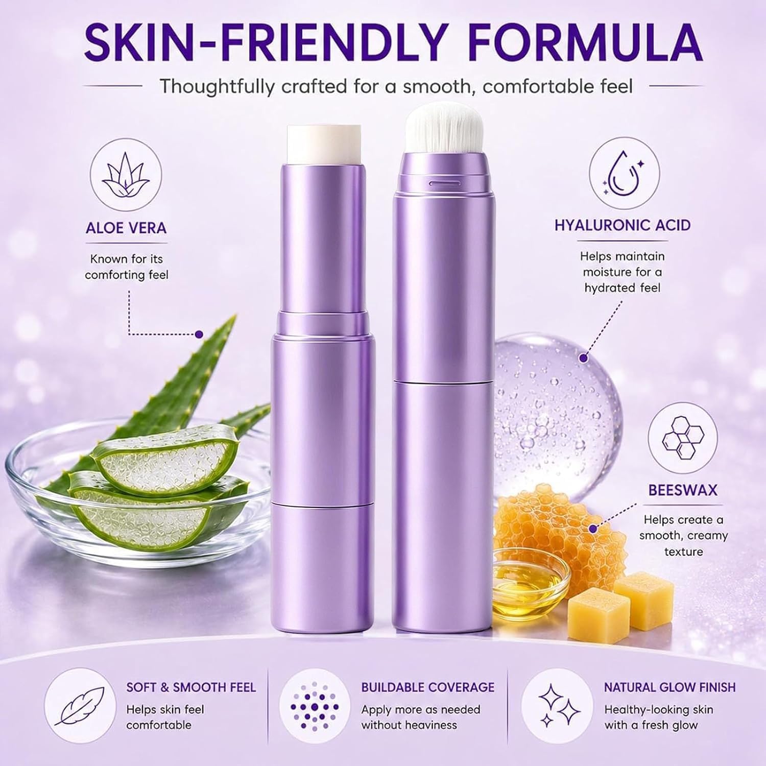 Farbwechselnde Foundation Stick mit Pinsel, Selbstanpassendes Make-up, Aufbaubare Deckkraft, Feuchtigkeitsspendendes Creme-Make-up für Natürliches Finish,DARK SKIN