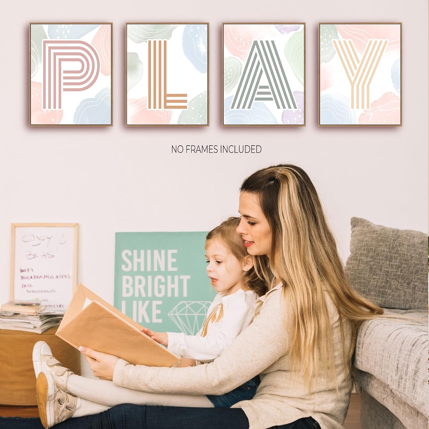 Foritho Kids Playroom Wall Art Prints 8x10 Set of 4 Unframed | Watercolor Pastel Play Sign Playroom Wall Decor Pictures Posters for Toddler Kids Room Nursery, Kids Playroom Wall Decor