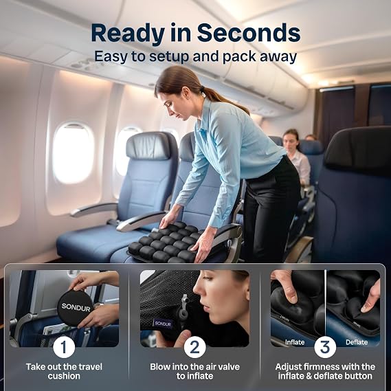 Travel Cushion for Long Flights Inflatable Airplane Seat Cushion