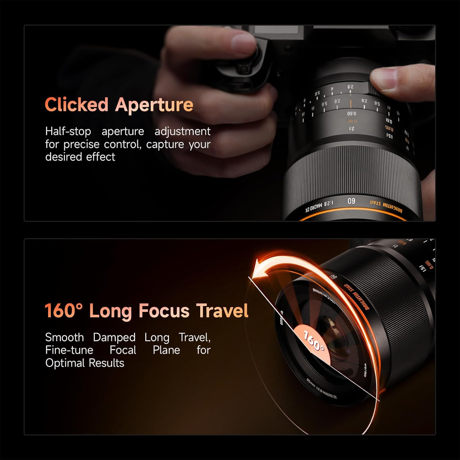 Brightin Star 60mm F2.8 2X Macro Lens for for Sony E Mount Mirrorless Cameras, APS-C Manual Focus MF Prime Large Aperture Lens, Fit for A6700 A6600 A6500 A6400 ZV-E10 ZV-E10II FX30