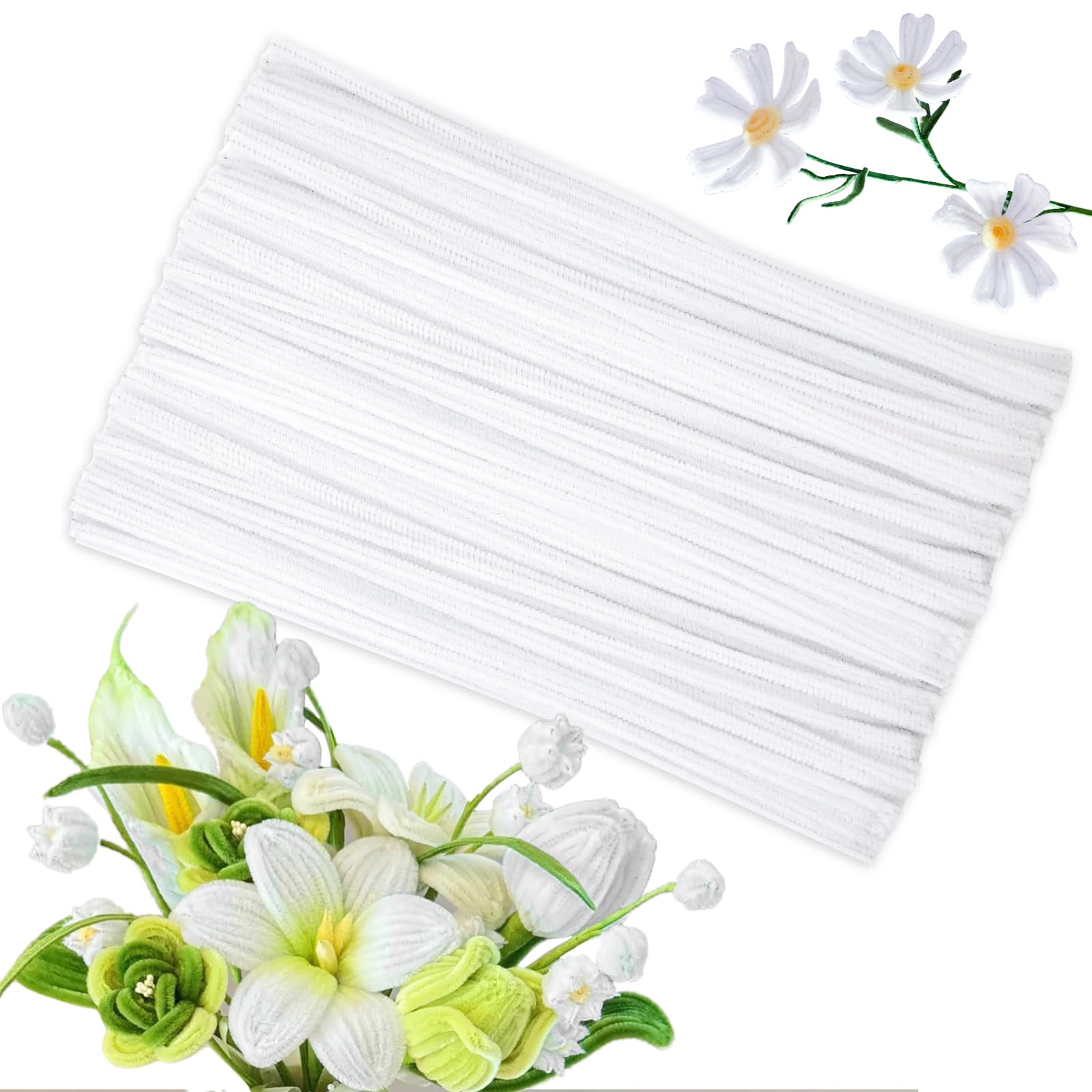 Photo 1 of *2 PACKS* ZXIIXZ Pipe Cleaners Craft, 100 Pcs Creative Chenille Stems White Pipe Cleaners Bulk Craft Pipe Cleaners for Flower Making, DIY Arts and Crafts Decorations Supplies