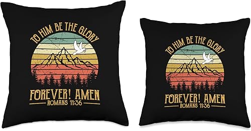 Miniatura 3 de To Him Be The Glory - Almohada con versículo bíblico Romanos 1136, 18 x 18 pulgadas, multicolor