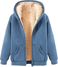 HAOLEI Women's Hooded Sweatshirt Fine Fleece Lined Warm Winter Jacket with Zip Fleece Sweatshirt Teddy Hoodie with Zipper Sweatshirt Winter Ski Mountain Unisex Last Minute Offers
