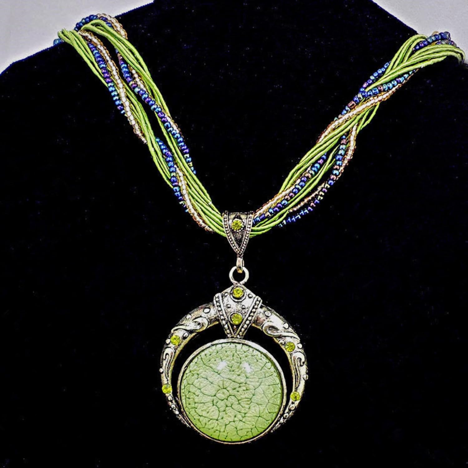 72ore Western Necklace Green Bead Boho Natural Stone Colorful Pendant Necklace for Women Fall Jewelry Birthday Gifts Sweater Outfits Accessories - Image 5