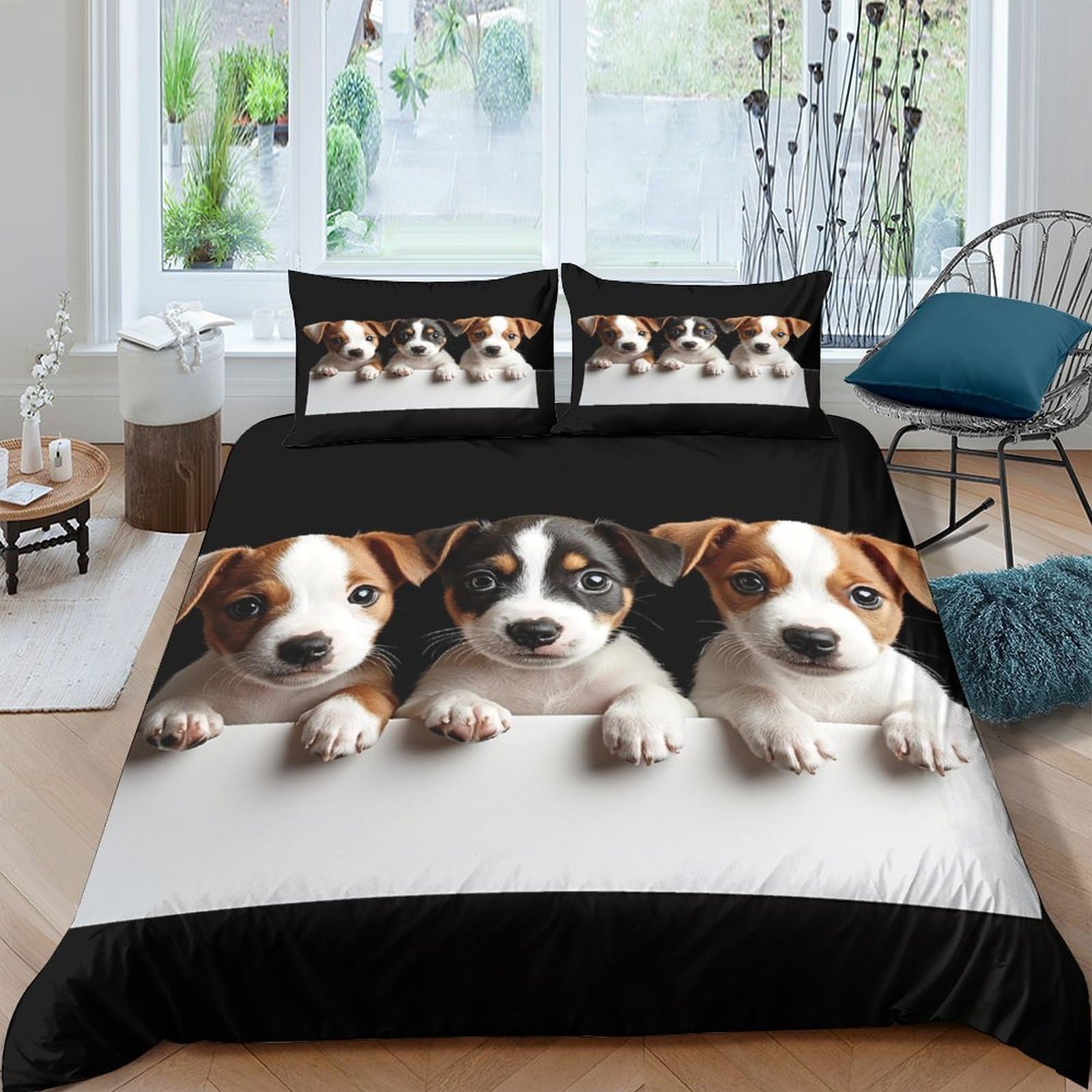 Ctjqhvkz Style-6 3D Printed Cute Puppy Fitted Sheet Microfiber Soft Non Slip Dog Cartoon Bed Cover For Bedroom Guest Room Easy Care Single（135X200cm）