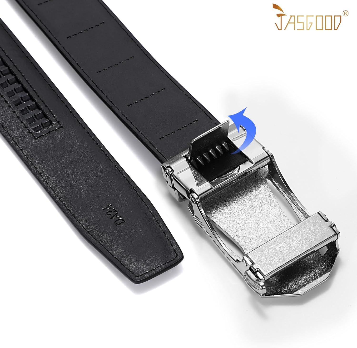 JASGOOD Mens Belt Ratchet Leather Belt for Men Dress Casual with Adjustable Buckle, Automatic Slide Belt Comfort Trim to Fit - Image 6