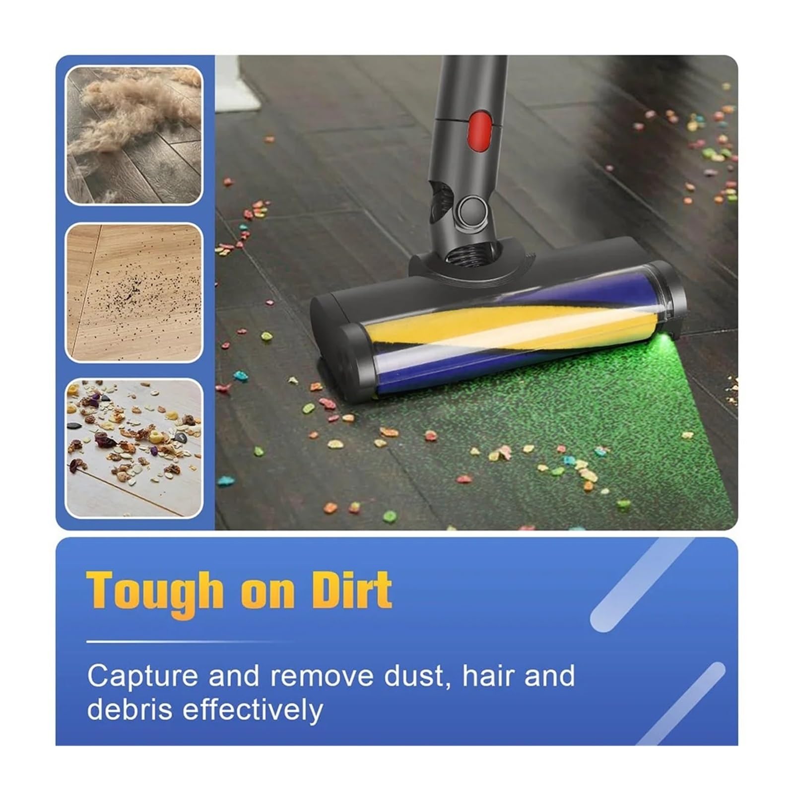 Cepillo Láser Compatible Con Dyson V12 Origin Los Accesorios De La Aspiradora Reemplazan La Cabeza Del Motor Con La Cabeza Del Cepillo Del Rodillo De La Alfombra De Luz Verde(Combination)