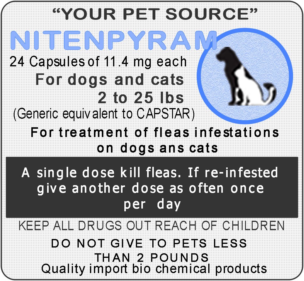 Buy 24 Capsules Nitenpyram 11.4 mg For pet between 2 to 25 pounds A single dose kill fleas