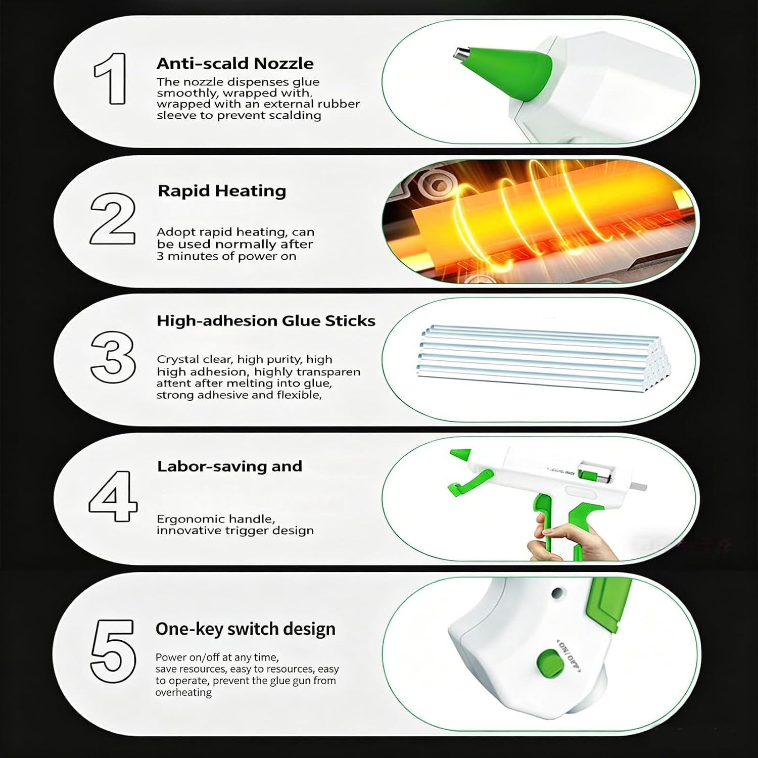Electric Hot Glues Small Ergonomic Heating Fast Hot Melt Glues for Crafting Home Repairing Use Electric