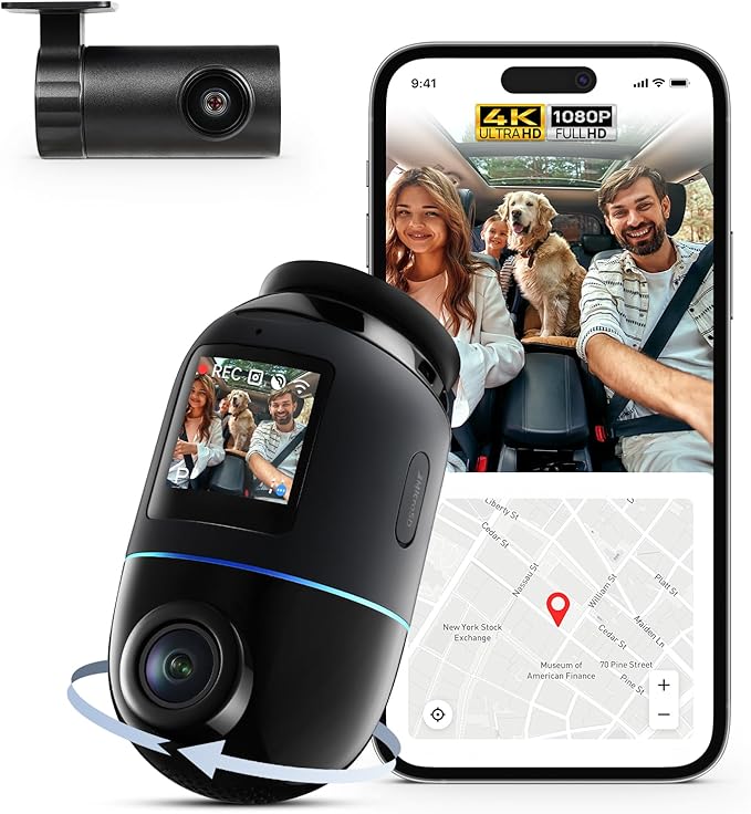 70mai Dash Cam 4K Omni, Dual-Channel 4K+1080P DashCam Auto 360 Gradi, Rilevamento Movimento AI, Visione Notturna, 5GHz WiFi6 GPS Telecamera per Auto, Modalità Parcheggio 24H, Controllo APP, Max 512G