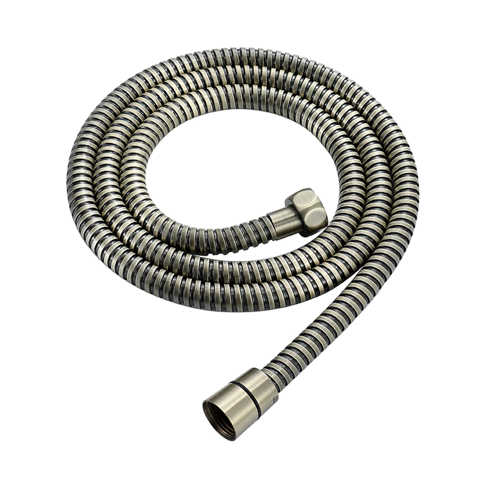 ENKI, H02, Shower Hose, Antique Brass, Flexi Bathroom Shower Head Hose Pipe Replacement, Standard 8mm Bore Diameter, 150cm Length, Modern or Traditional Bathroom Design