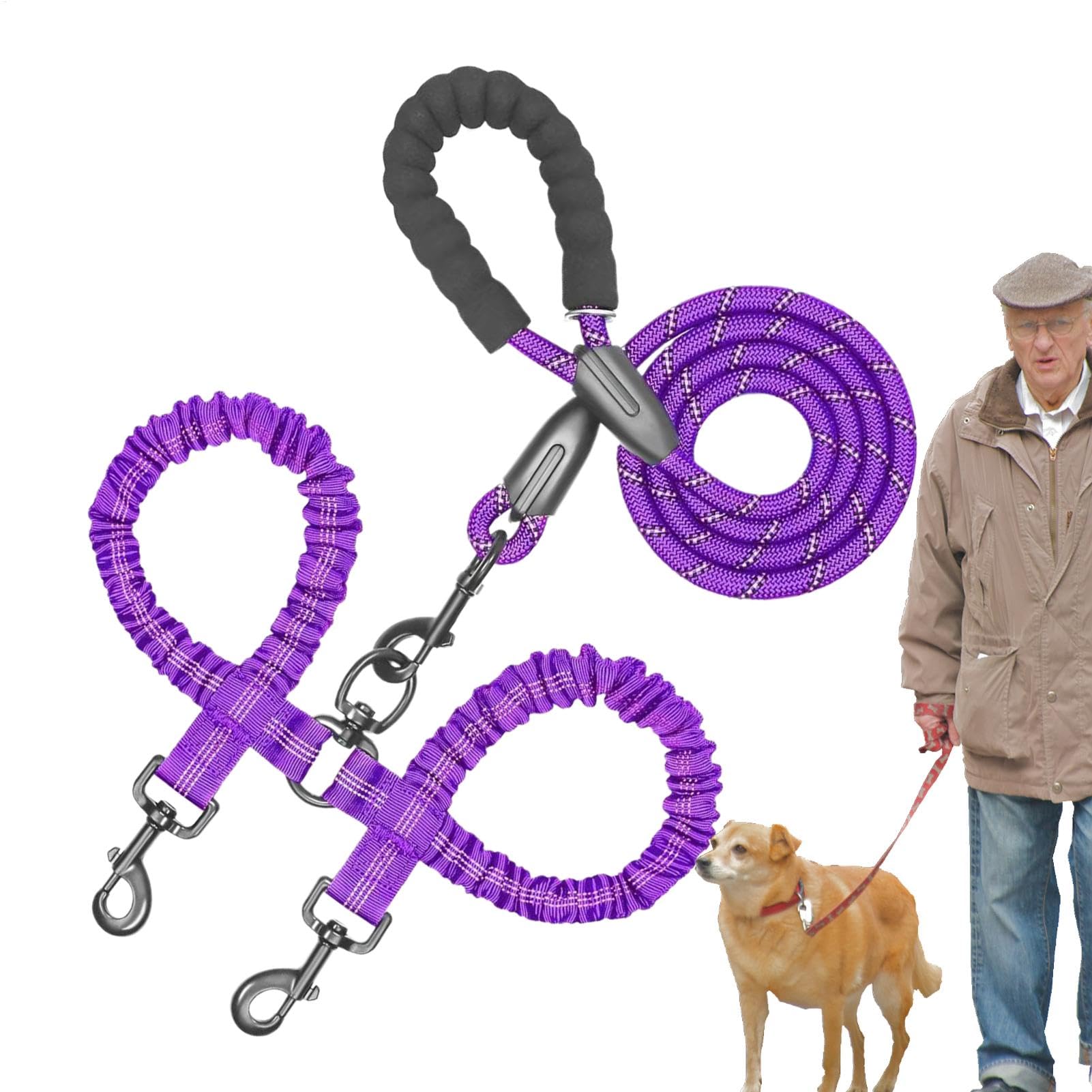 Corde d'entraînement pour chiens double et élastique réglable pour grand camping