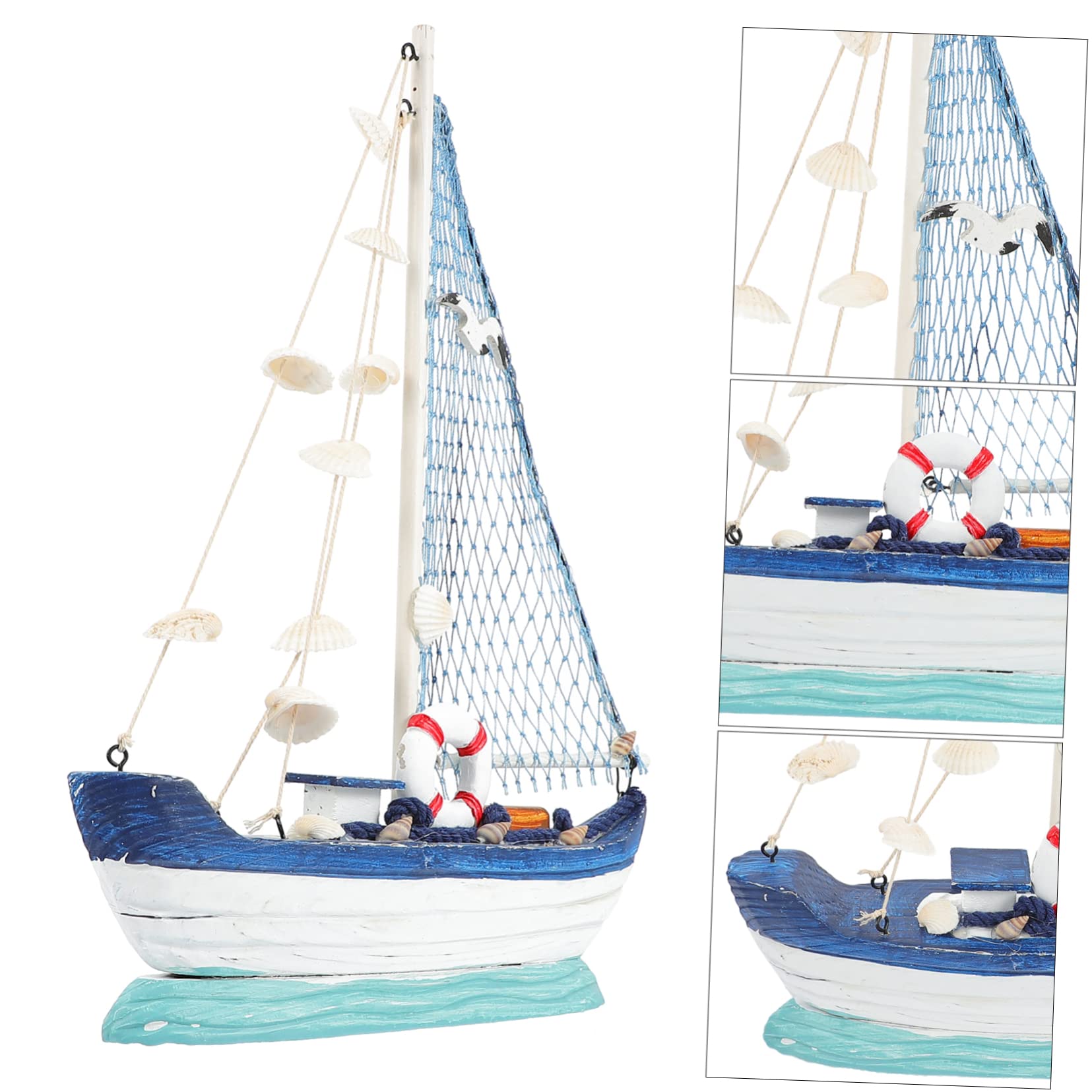 Gadpiparty Maquette Voilier En Bois Sculpté Coquillage, Grosse Taille, Décoration D’ancre Marine, Ornement Nautique Pour Maison, Bureau, Salon, Accessoire Déco Vacances, Pièce Unique