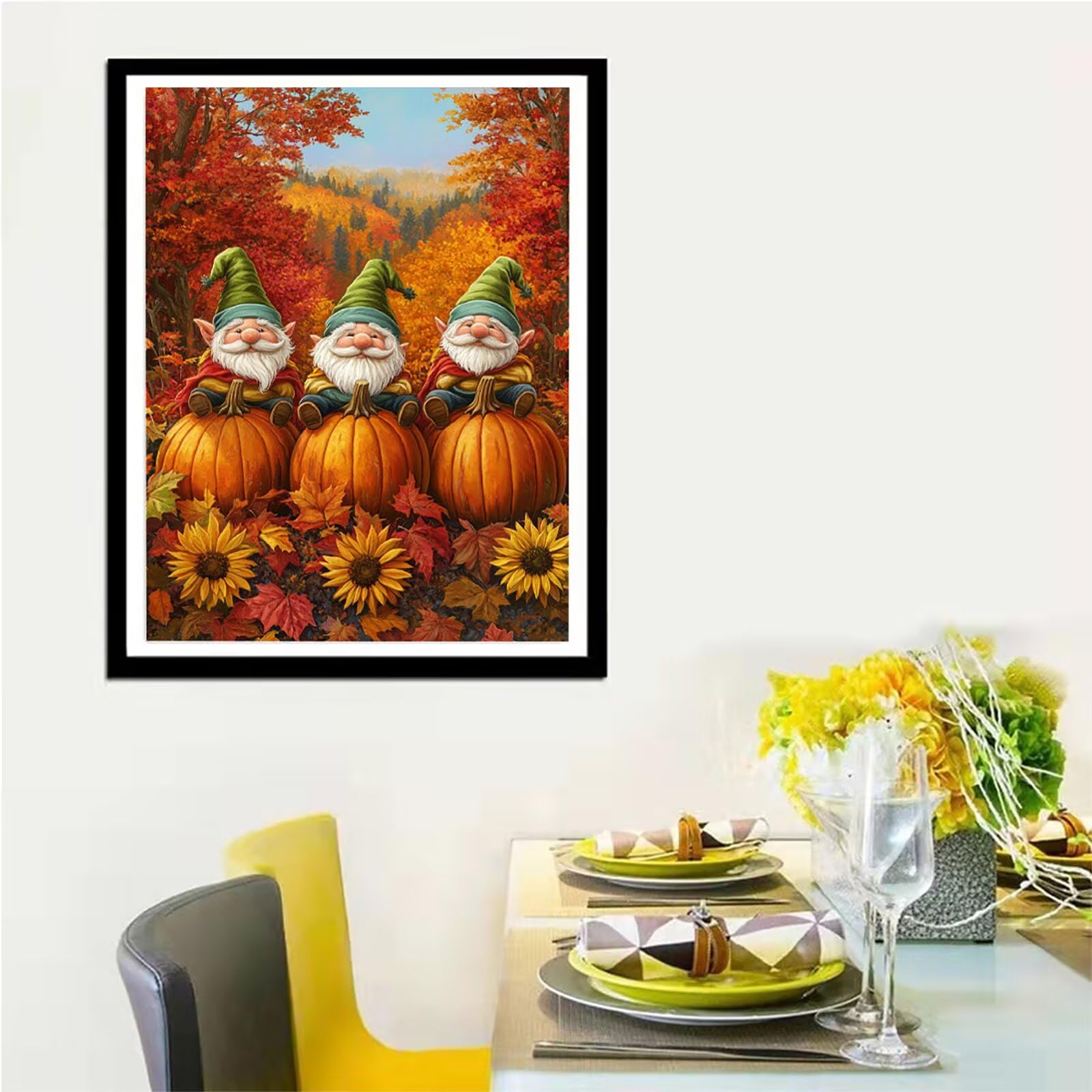 Obraz diamentowy 5D, obraz diamentowy 5D, obraz dyni, 90 x 120 cm, okrągły obraz z pełnym nawierceniem, obraz dla dorosłych, z akcesoriami, "zrób to sam", mozaika, zestaw do majsterkowania do relaksu