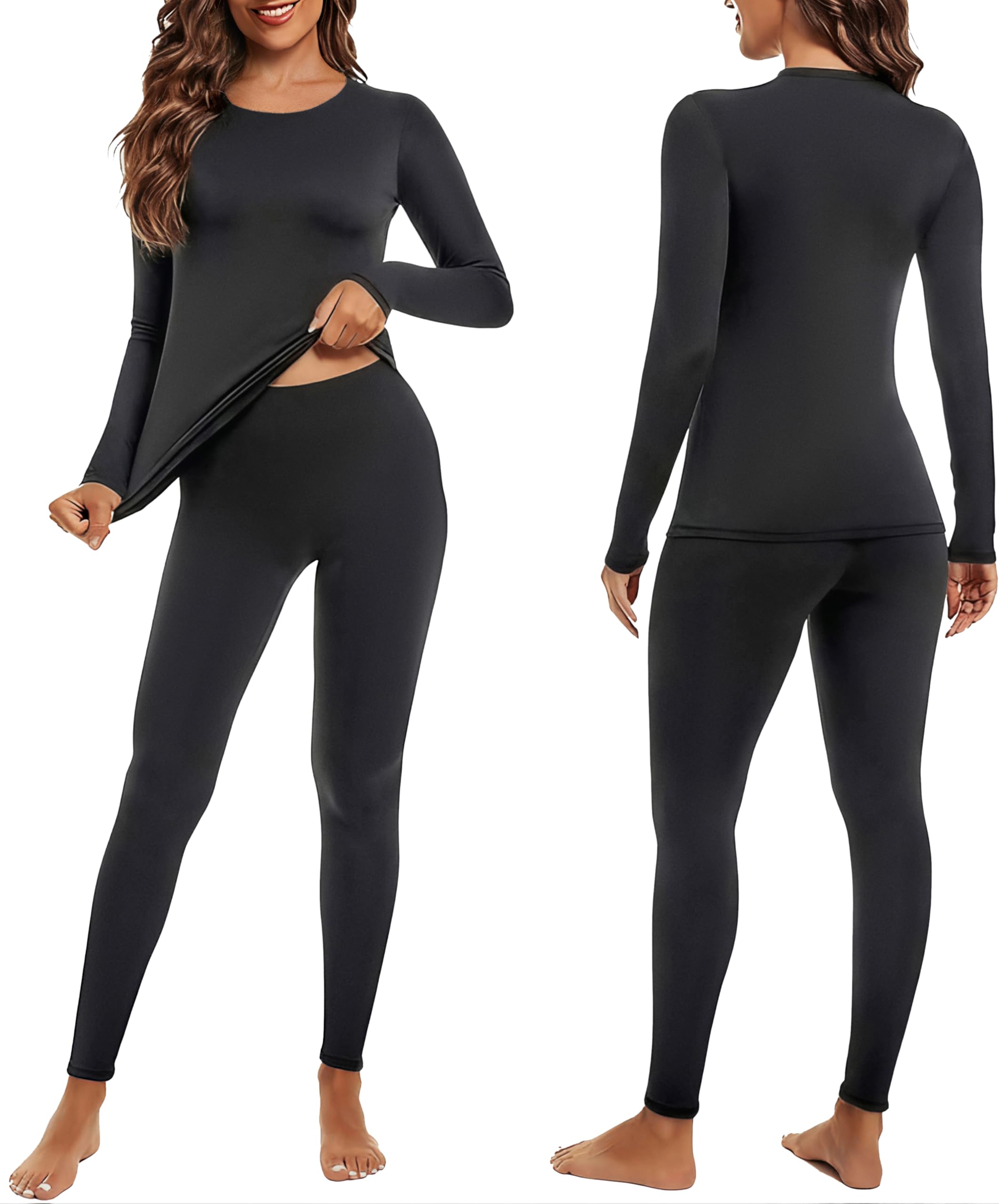 Ensemble Thermique Femme Ekouaer - Sous-vêtements Ski Grand Froid - Haut & Bas Chauds S-2XL
