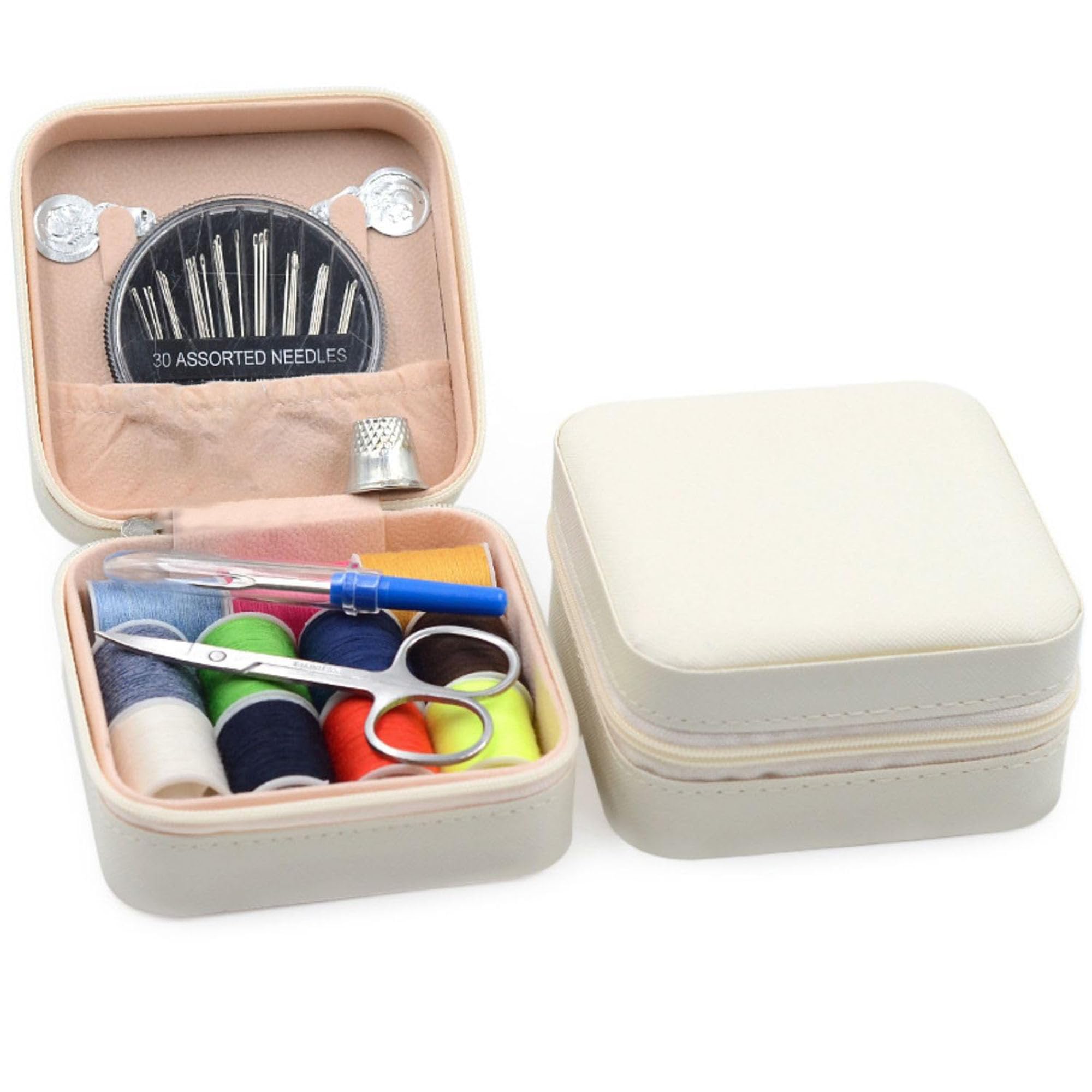 FunBlast Sui Dhaga Kit - Needle and Thread Box, Small & Portable Travel Sewing Kit With Small Scissor, Thread Set, Tailoring Accessories, Emergency Stitching Kit (White)-image-43