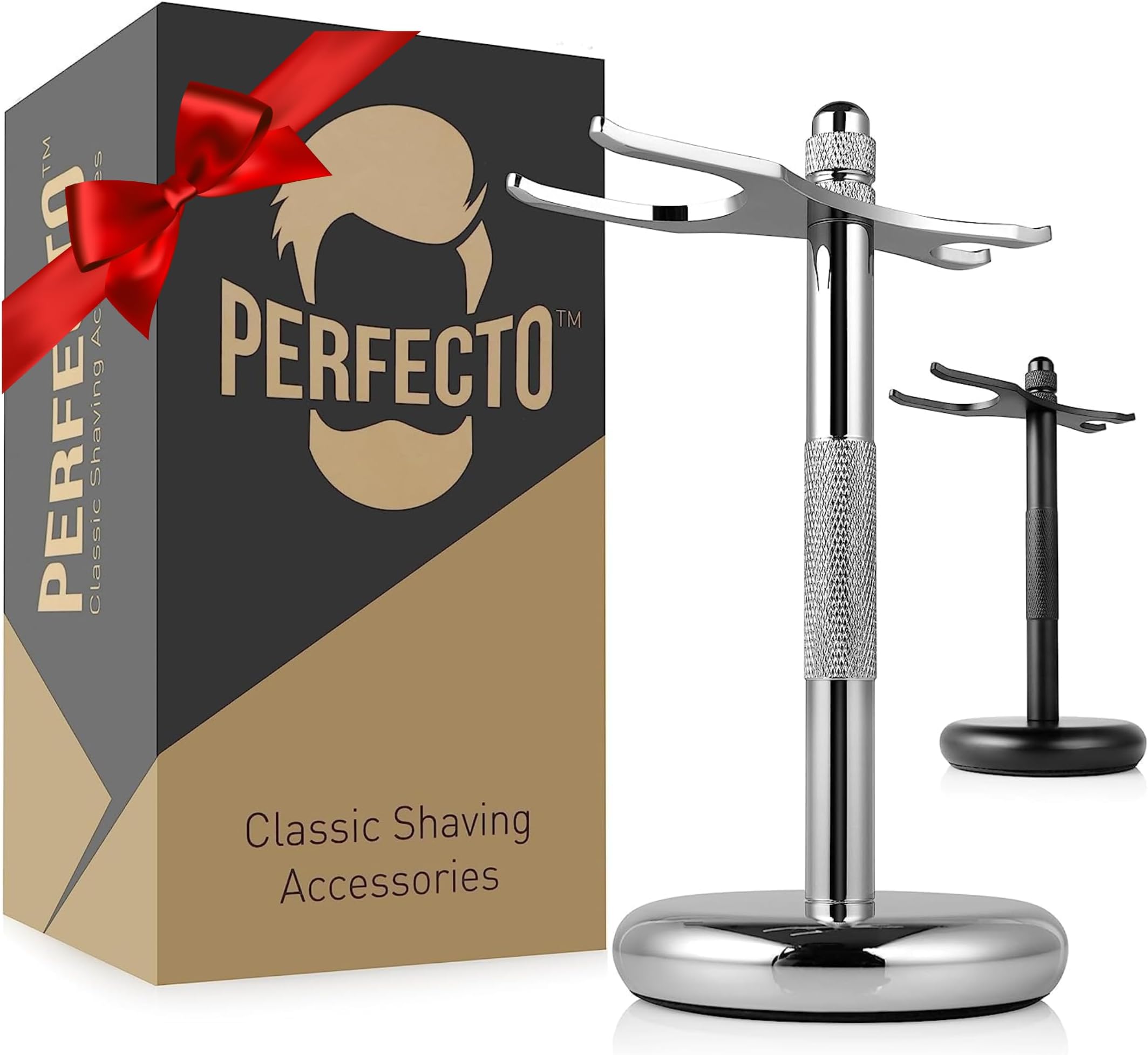 Deluxe Chrome Razor and Brush Stand - The Best Safety Razor Stand. This Will Prolong The Life of Your Shaving Brush, metal