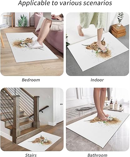 Miniatura 6 de Tapete para puerta delantera, antideslizante, absorbente, para entrada, para interiores y exteriores, alfombras pequeñas de vaca de las tierras