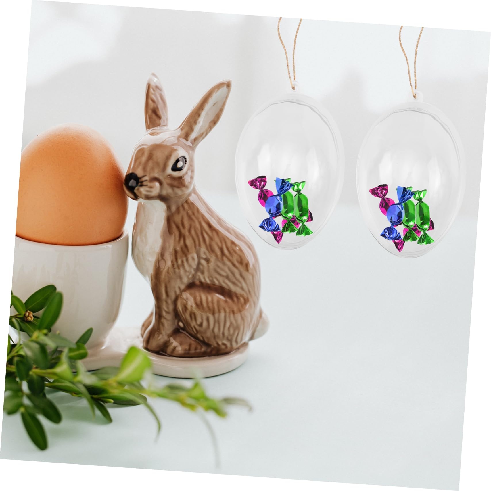 12 Pezzi Uova in Plastica a Forma di Uovo con Corda per Appendere, Decorazioni Festive Carine per Feste e Occasioni Speciali