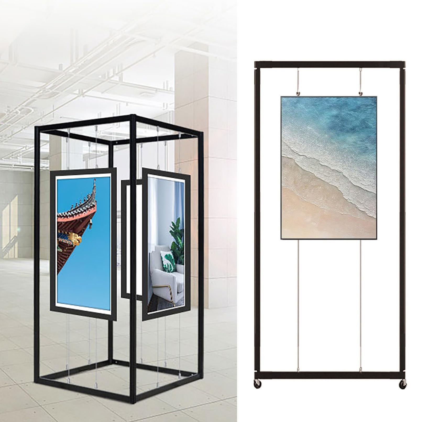 Caballete para carteles y carteles de boda, soporte plegable para publicidad, 3 piezas, 120 x 250 cm, ideal para menús, carteles, tableros de espuma