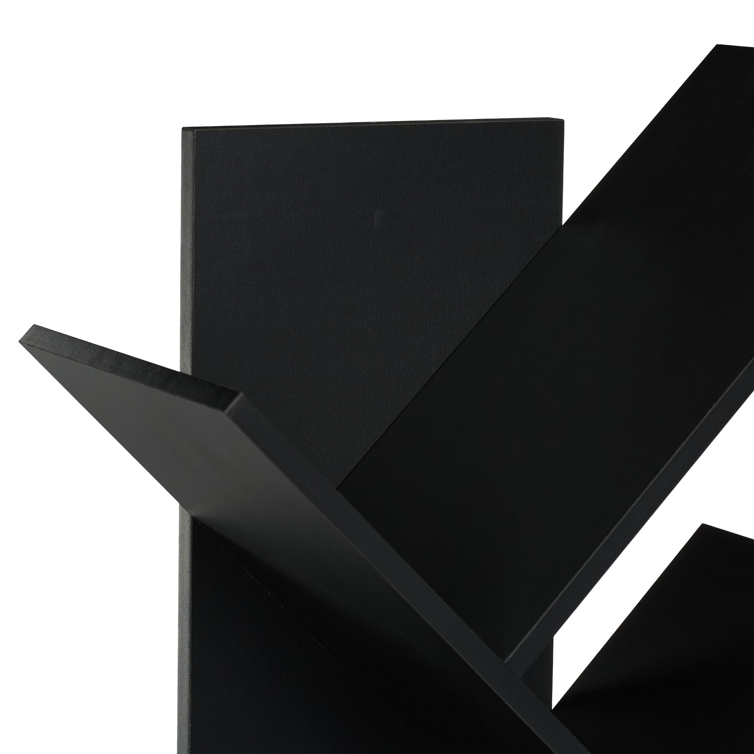 Relaxdays Scaffale Libreria, Mobile Stretto da Terra con 9 Ripiani ad Albero per Libri, CD, HLP: 146x38x22 cm, Nero