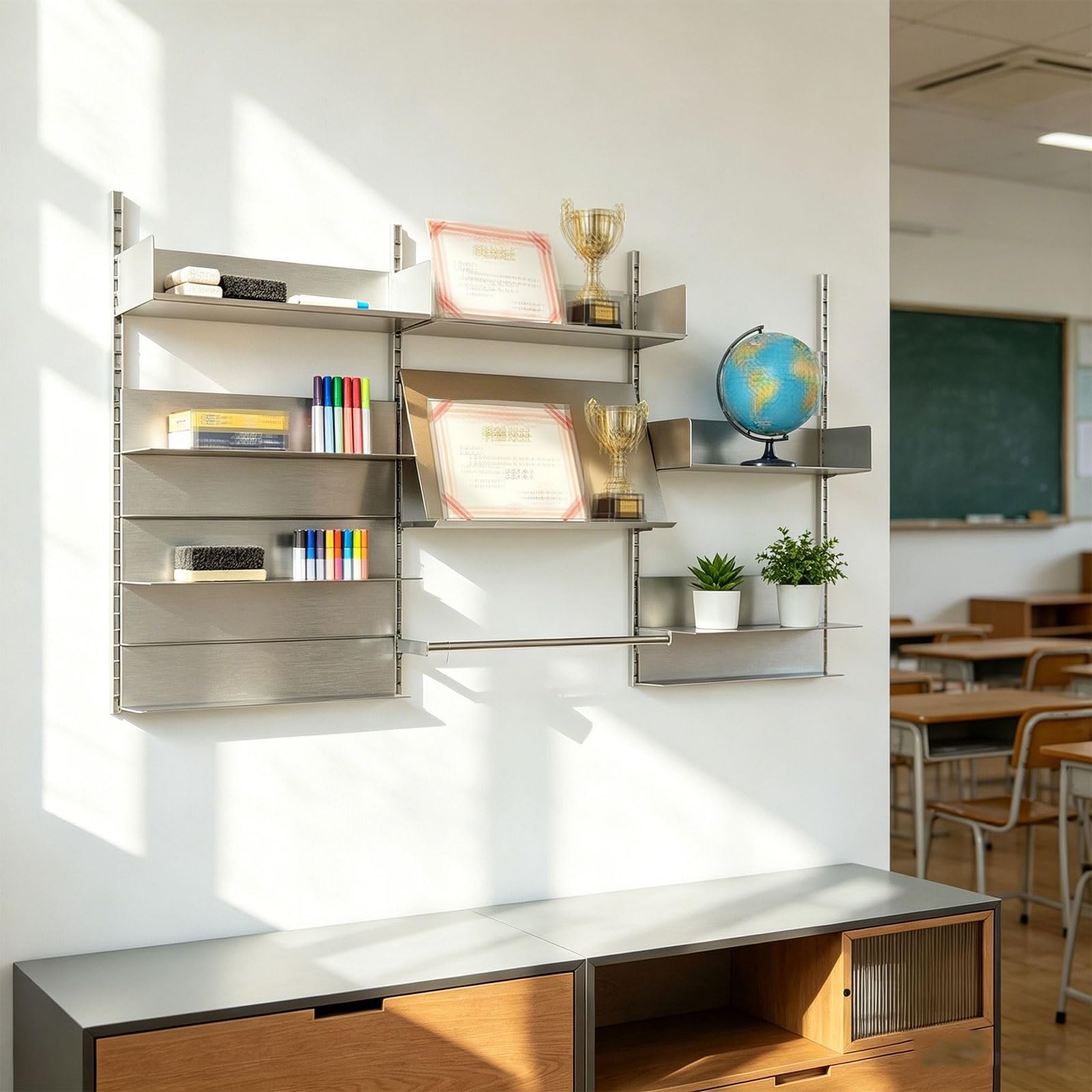 Panel Perforado Organizador Acero Inoxidable Metal Organizador Herramientas Estantes Ajustables Organizadorr Oficina Cada Estante Soporta 50Kg para Garaje, Cocina, Baño y Oficina