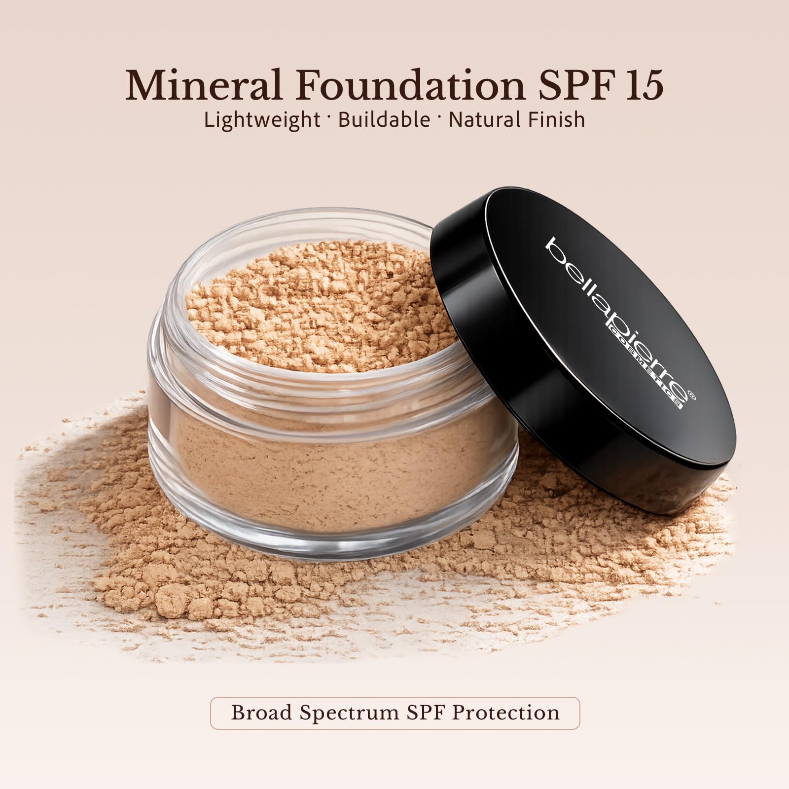 bellapierre Mineral Foundation Powder | Pełne pokrycie SPF 15 | wegańskie i nietestowane na zwierzętach | bez oleju i talku | hipoalergiczne - 9 gramów - kość słoniowa