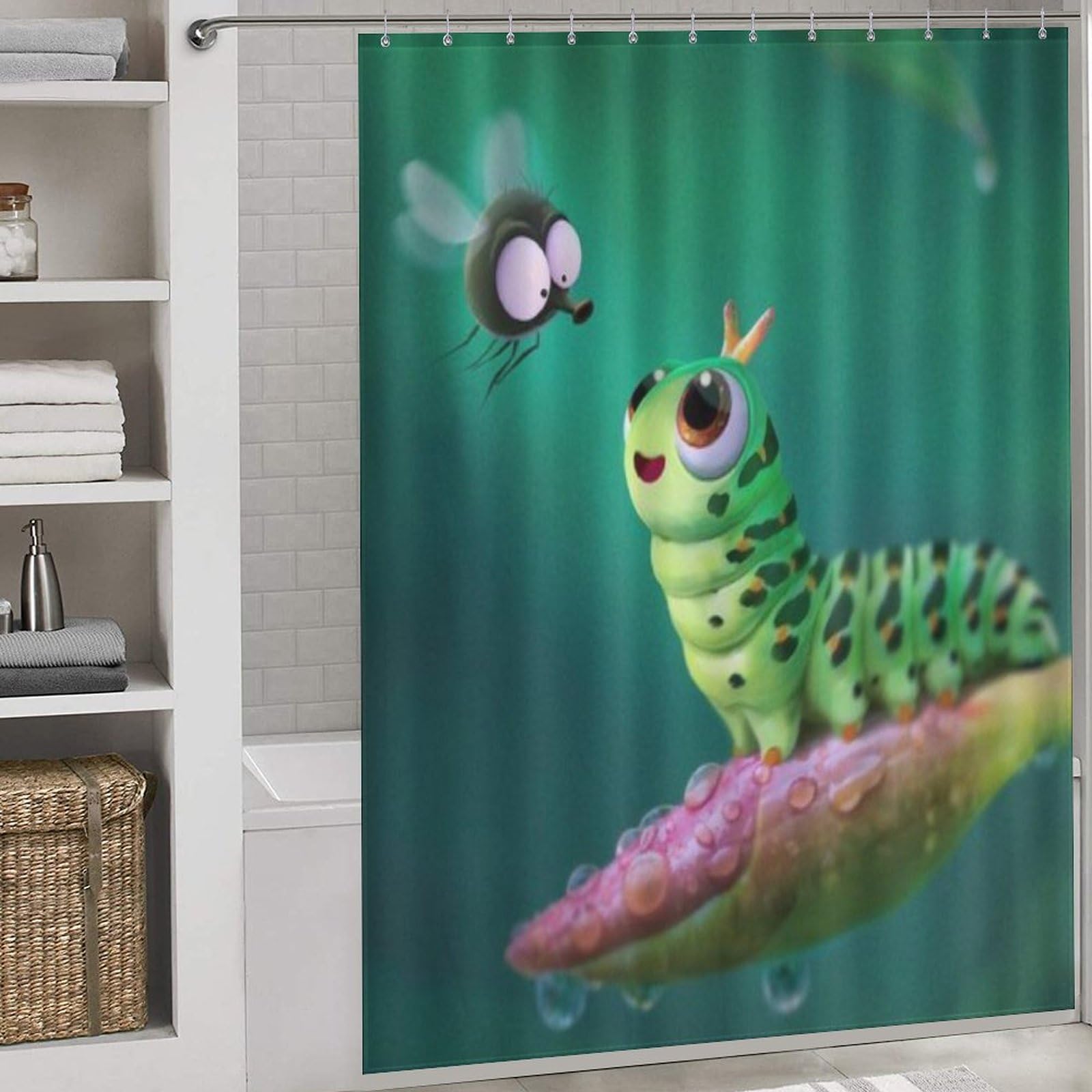 Rideau de douche insecte en tissu de qualité supérieure pour une salle de bain élégante