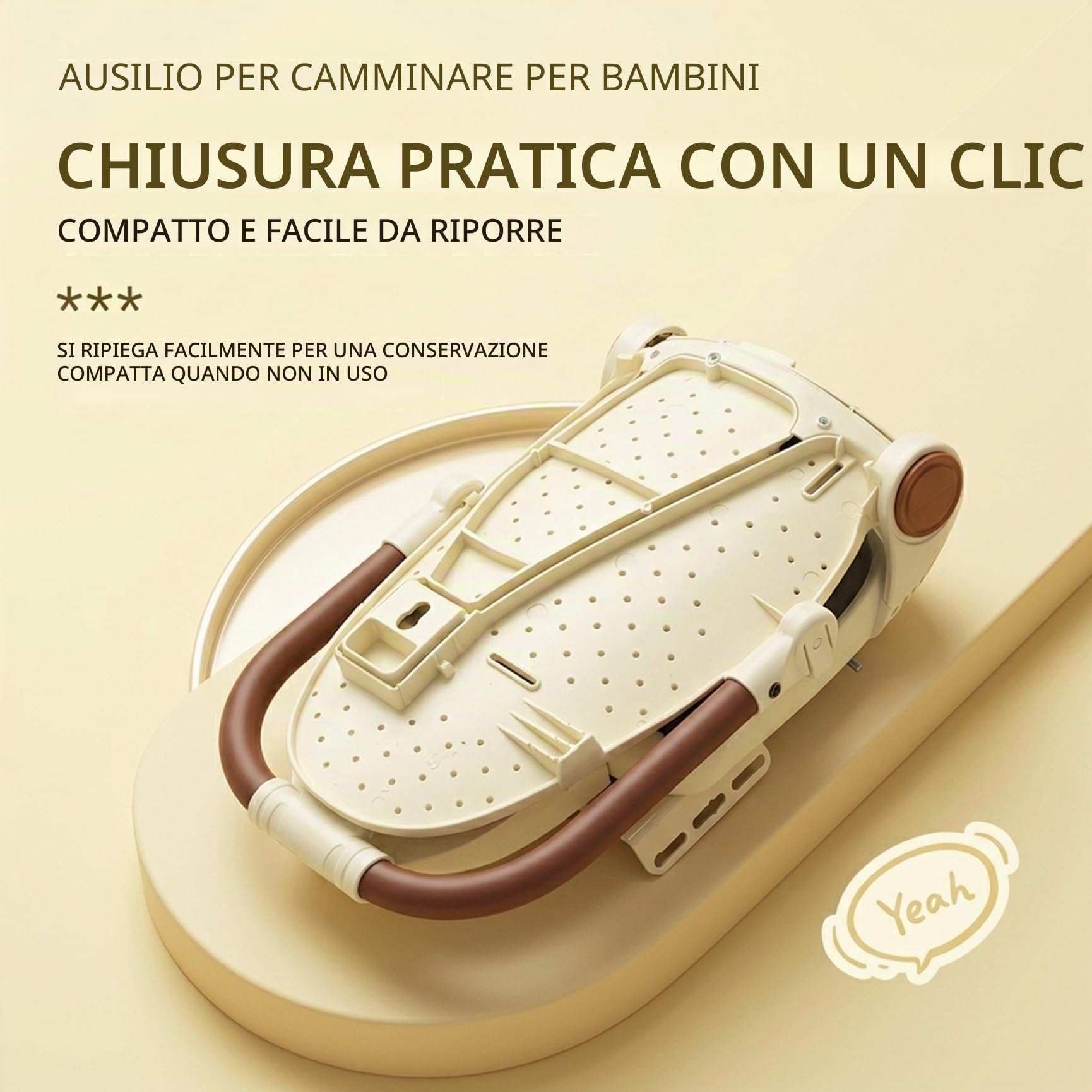 Seggiolino per Bici per Bambini Seggiolino per Bici per Bambini Sicuro e Confortevole per Posteriore con Design Pieghevole reclinabile Regolabile per riporlo Facilmente Beige