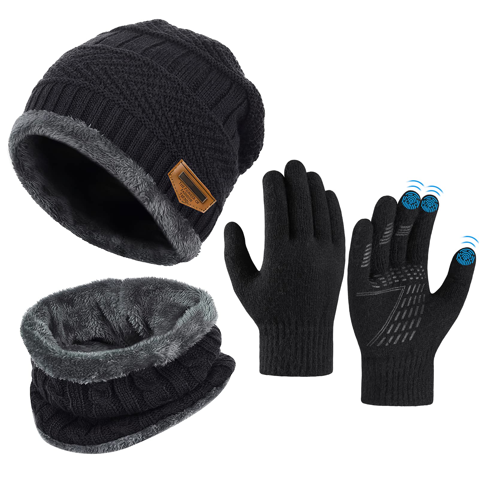 Wintermuts en handschoenen voor kinderen, warme thermo-gebreide muts