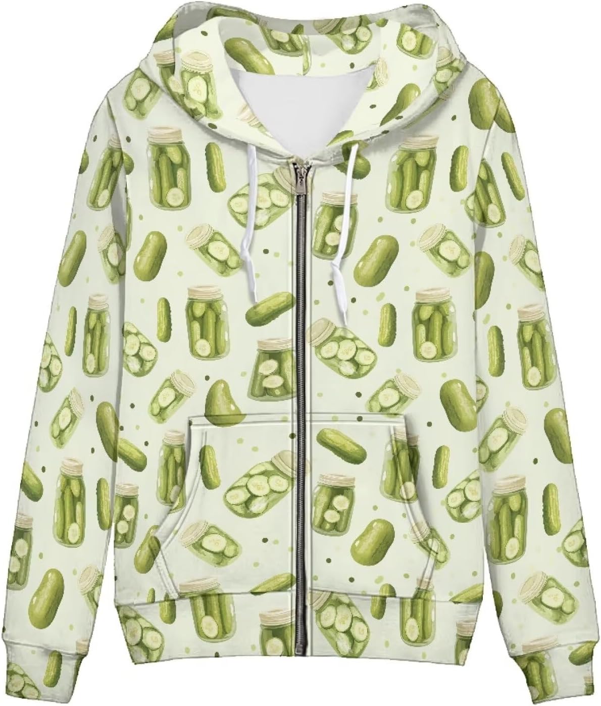 Amzbeauty Women Full Zip Hoodies Cute Print Casual Long Sleeve Drawstring Hoodie Coat With Pocket
