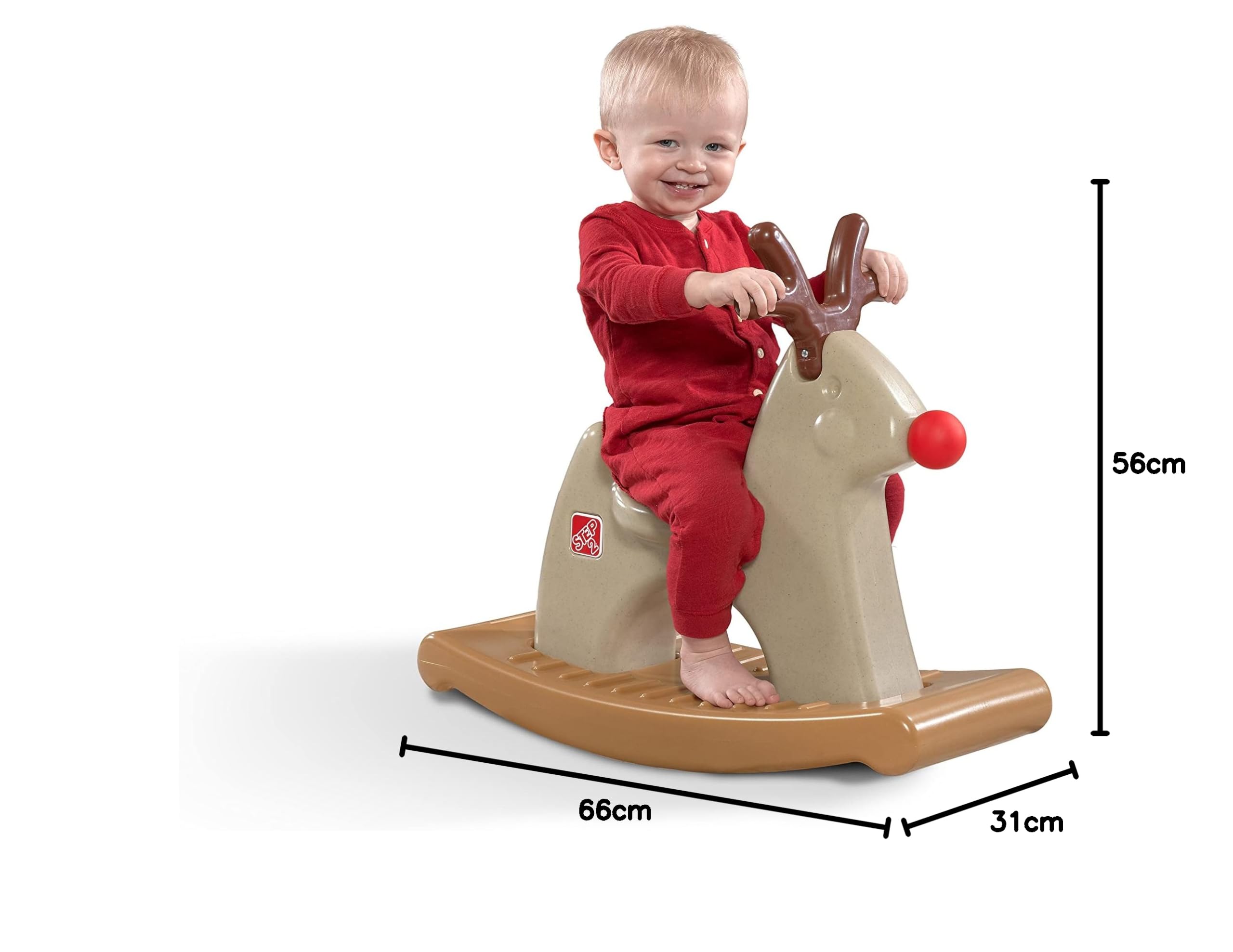 Step2 Rudolph the Rocking Reindeer Rentier | Schaukelpferd aus Kunststoff | Spielzeug aus Kunststoff für Kinder ab 12 Monate