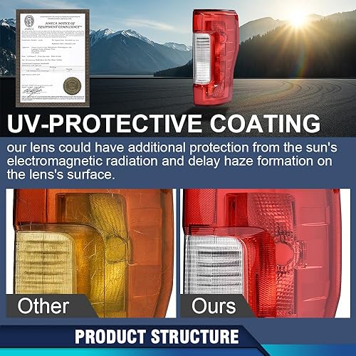 Miniatura 122 de PIT66 Luces traseras, compatibles con Ford F150 2009 2010 2011 2012 2013 2014 Conjunto de luces de freno traseras izquierda y derecha, lente roja