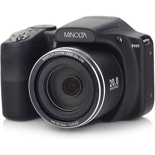 Minolta 20 Mega Pixels High Wi-Fi Digital Camera with 35x Optical Zoom, 1080p HD Video & 3" LCD, Black (MN35Z-BK)
