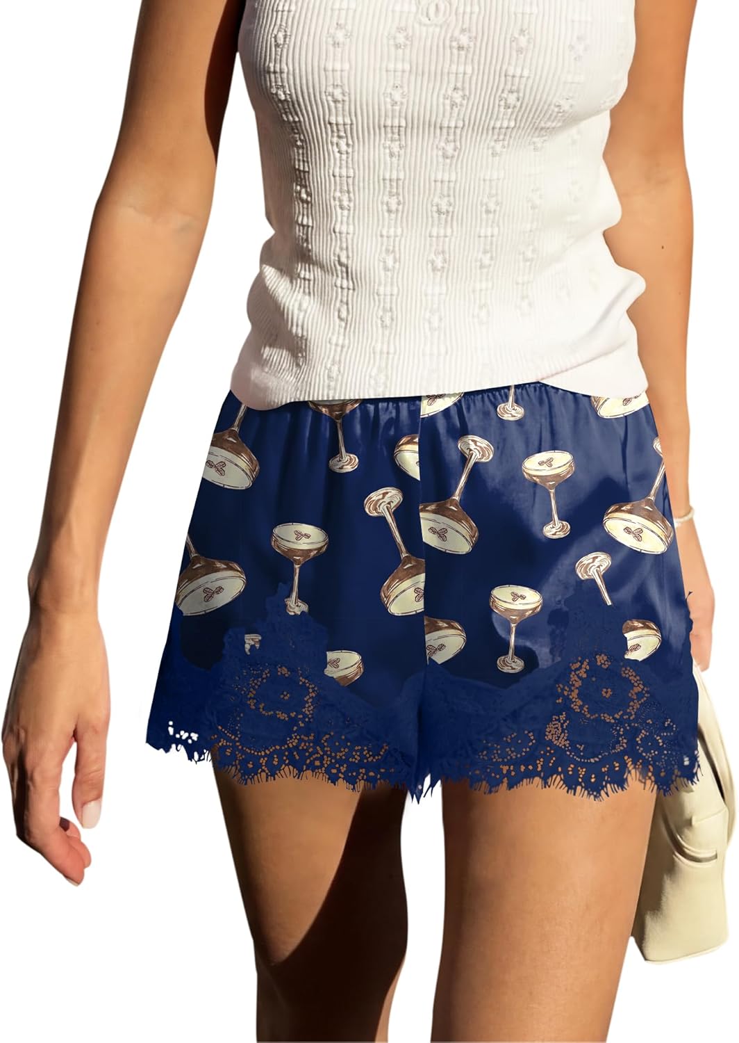 LOMON Women Satin Silk Lace Shorts Y2k Mini Shorts Coquette Lounge Half Slip Pj Bottoms 2026 - Image 2