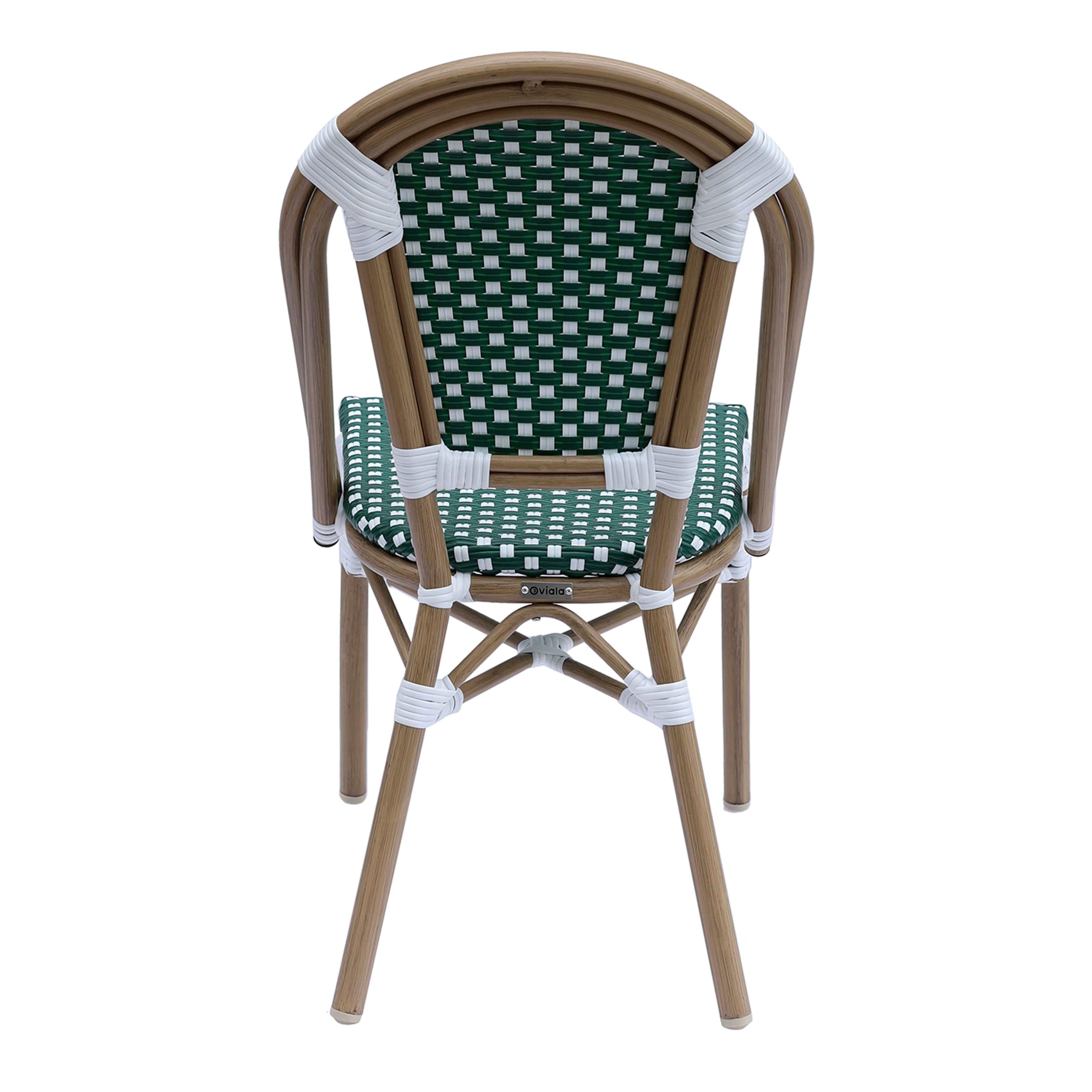 Oviala Chaise de terrasse bistrot Parisien en Aluminium et rotin Vert foncé