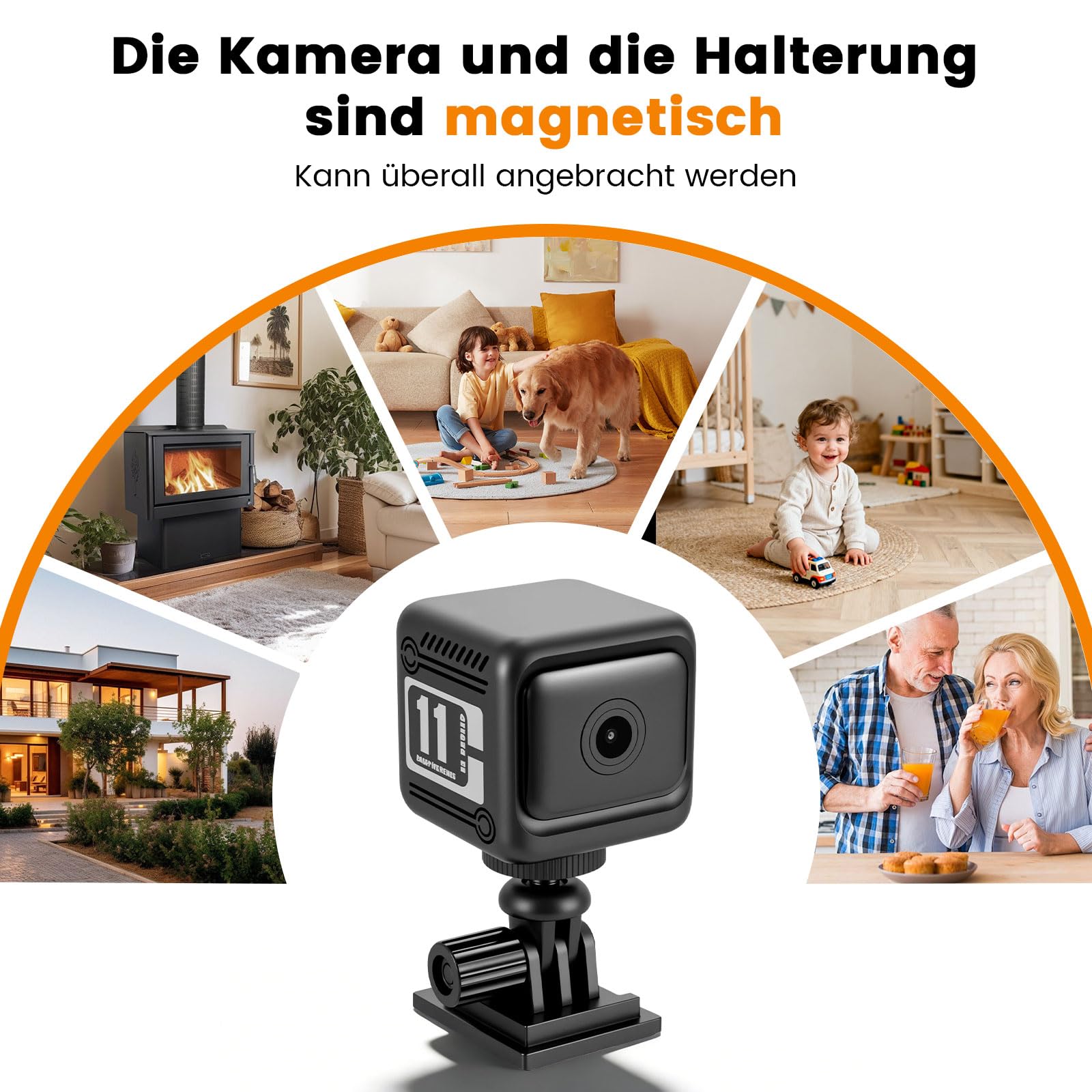 Camera Espion, 1080P Mini Caméra de Surveillance WiFi 2.4G Intérieur/Extérieur, Autonomie de 8 heures, Vision Nocturne 130° Grand Angle, Détection de Mouvement AI, Mic 38 dB, Mini Caméra de Sécurité