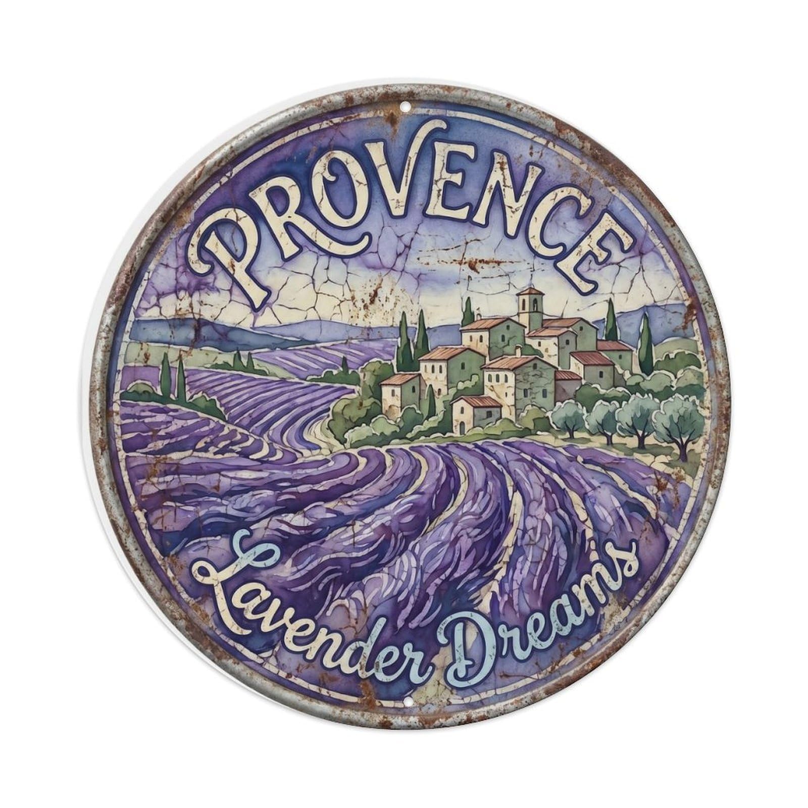Vintage Travel Lavender Fields France Countryside Metal Tin Sign