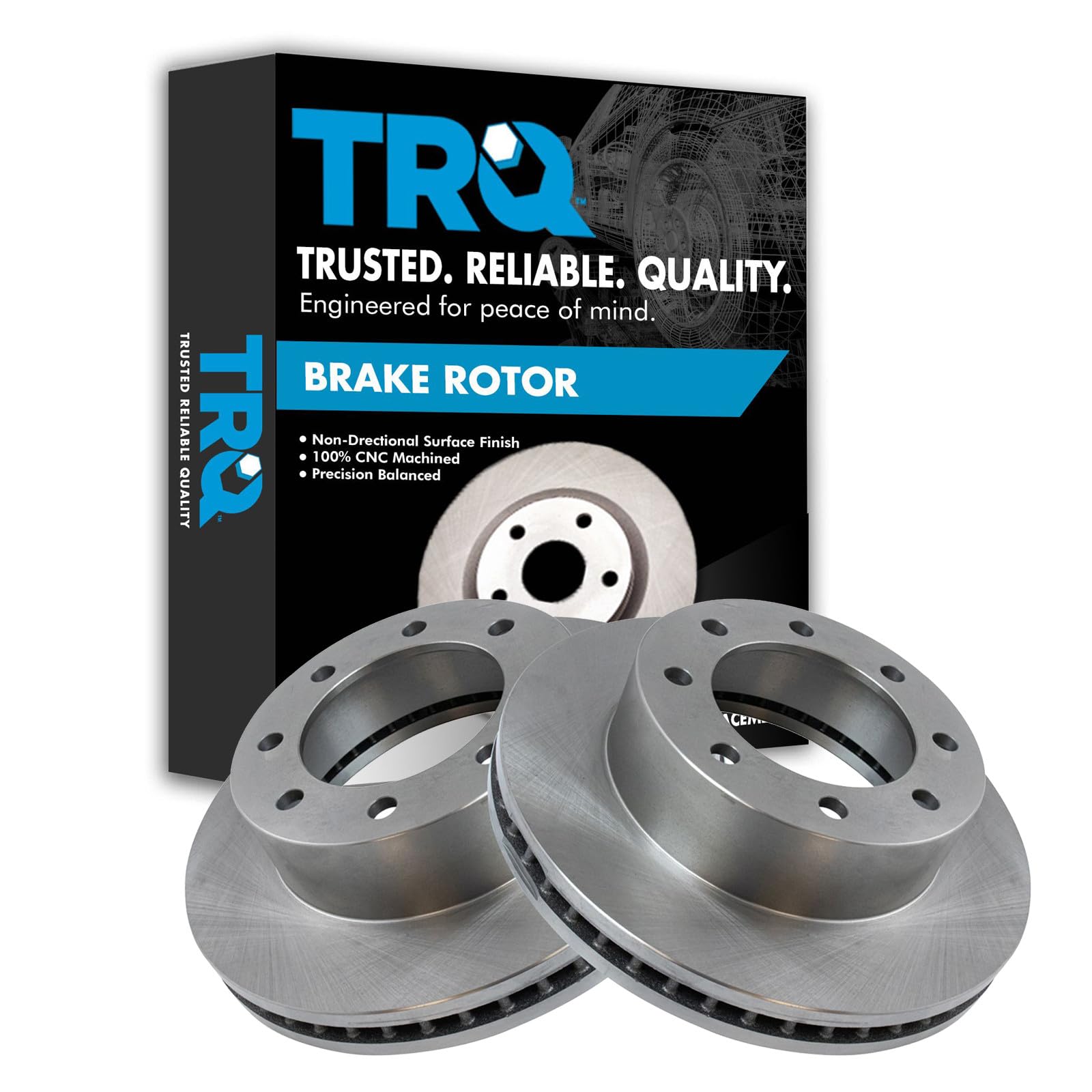 TRQ Front Brake Rotor Set Vented Compatible with 2005-2013 Ford F-250 Super Duty 2005-2012 F-350 Super Duty 2005-2010 F-450 Super Duty